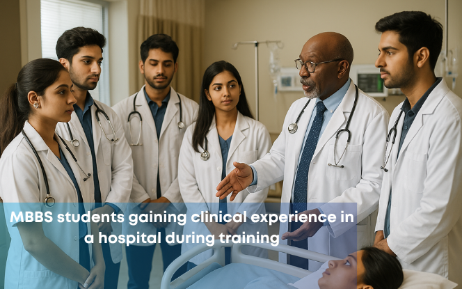 MBBS students gaining clinical experience in a hospital during training